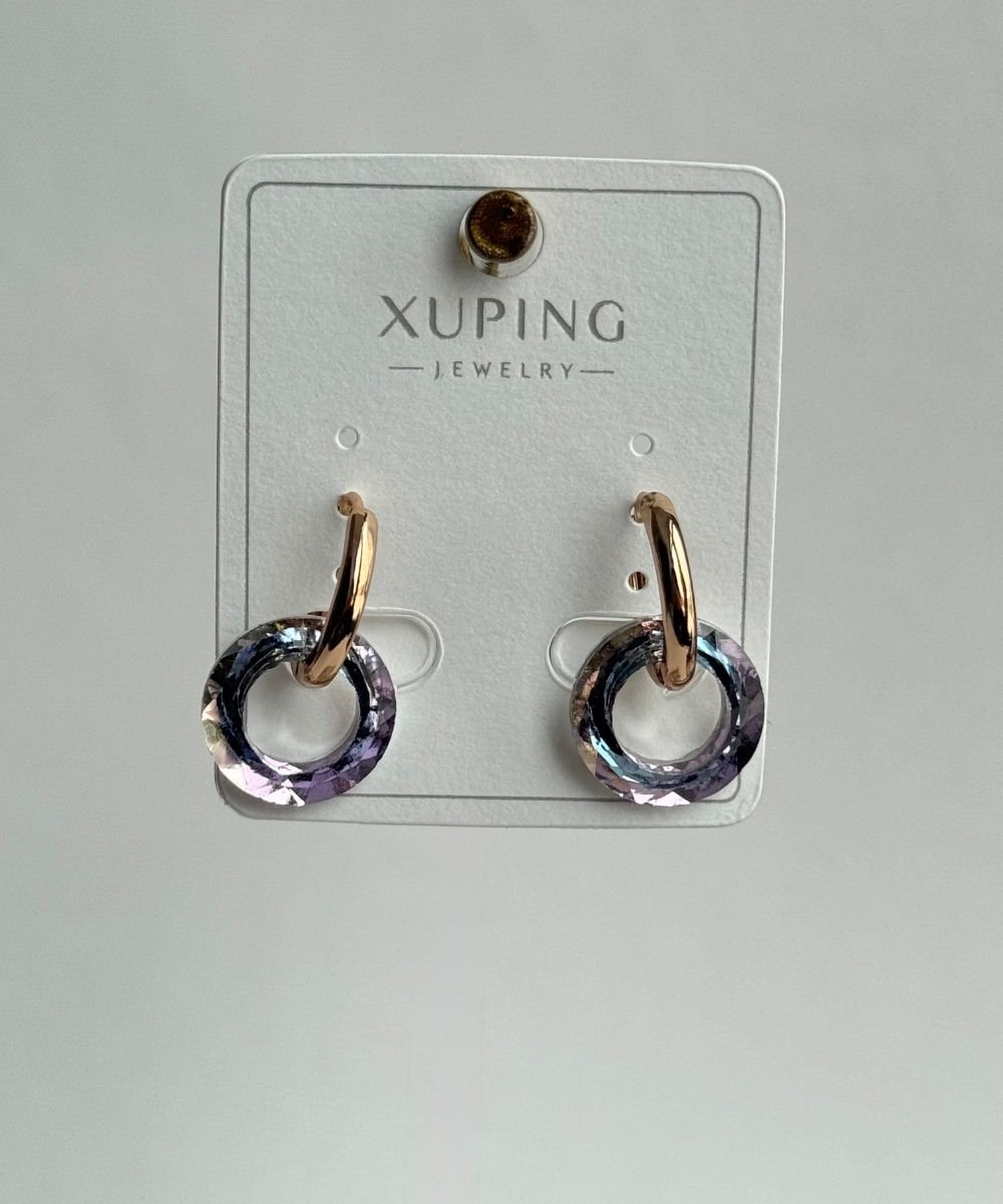 Xuping Moşe Mor Kristal Küpe