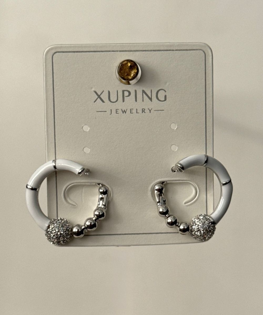 Xuping Beyaz Mineli Timeless Küpe