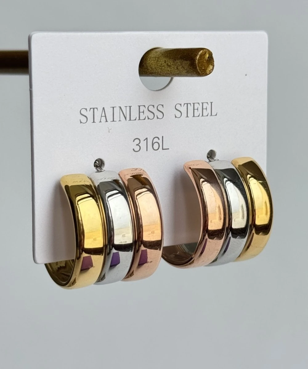 Çelik Multi 3 Sıra Küpe