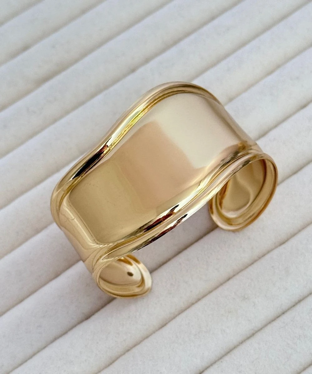 Çelik Dalga Desenli Gold Kelepçe