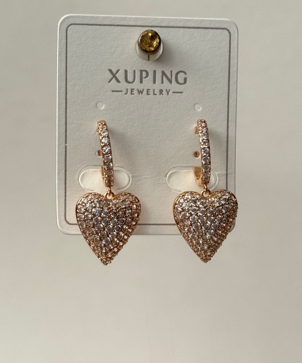 Xuping Taşlı Kalp Bombe Küpe