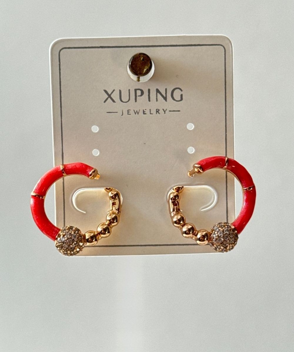 Xuping Kırmızı Mineli Timeless Rose Küpe