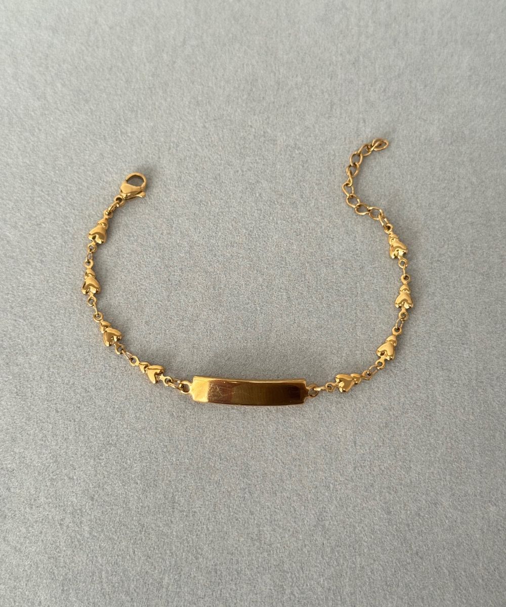 Çelik Çocuk Künye Kalpli Zincir Bileklik