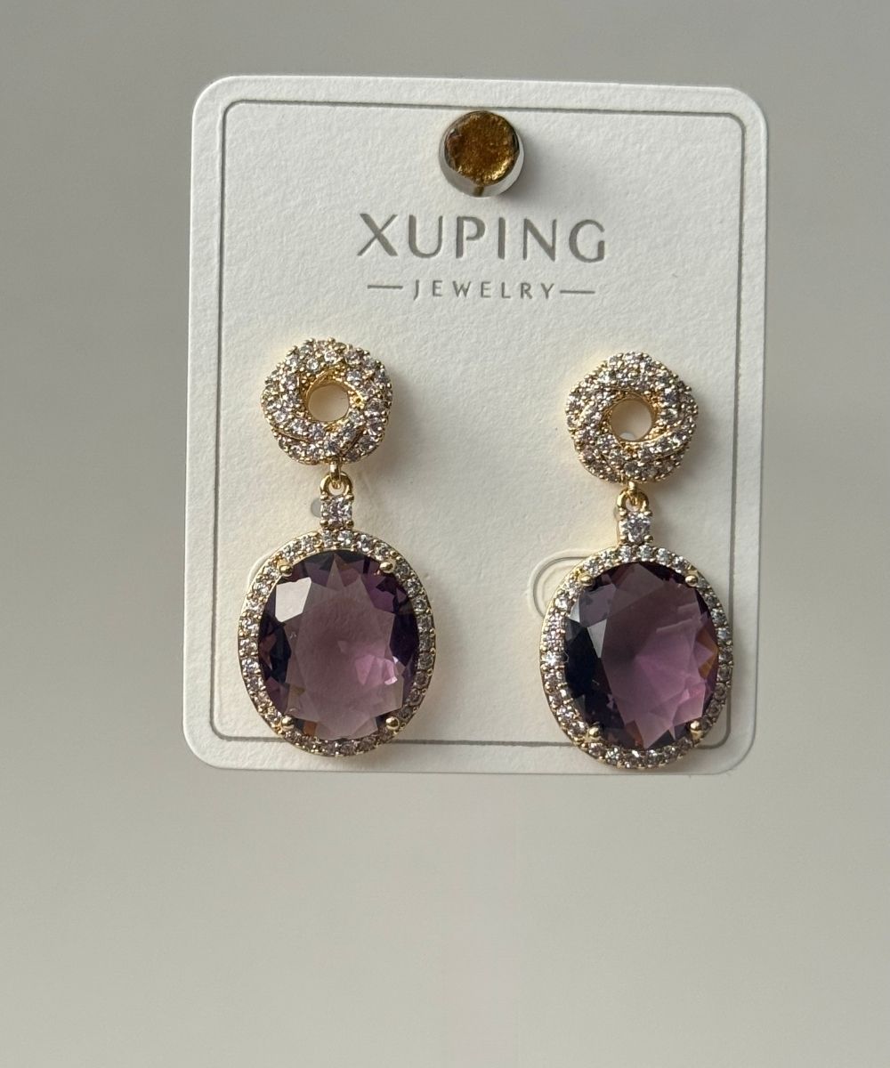 Xuping Mor Taşlı Sallantılı Küpe