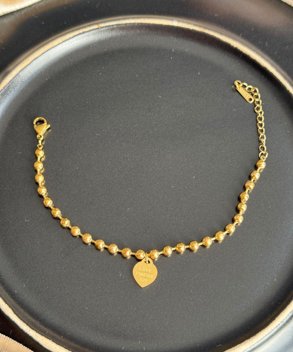 Çelik Full Topçuklu Kalp Bileklik