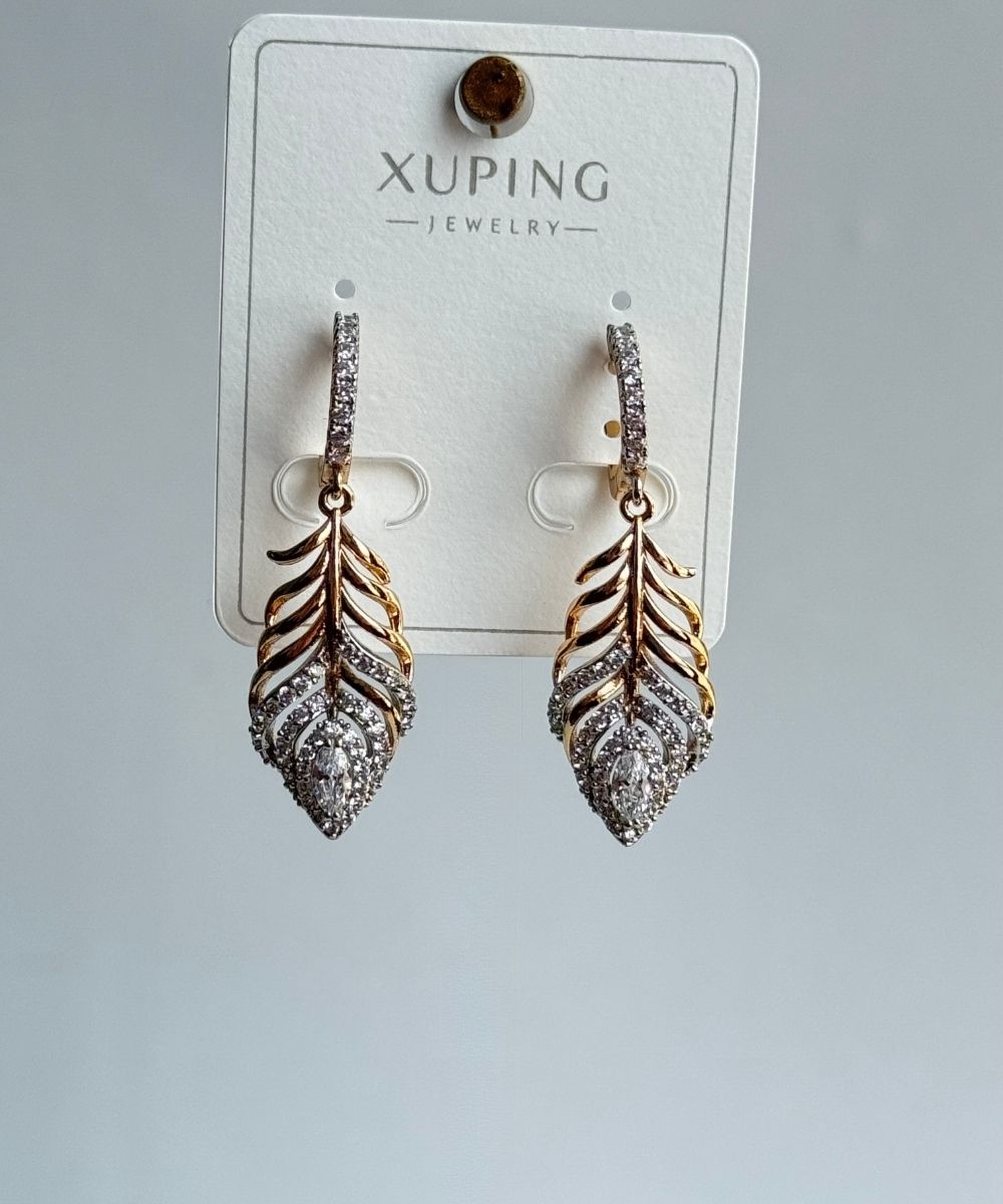 Xuping Yaprak Koyu Taşlı Küpe