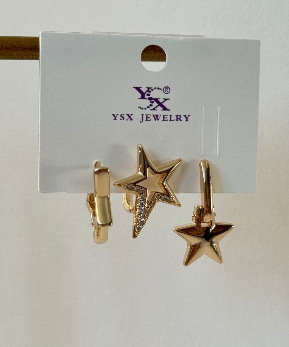 Ysx Yıldız  3'Lü Küpe