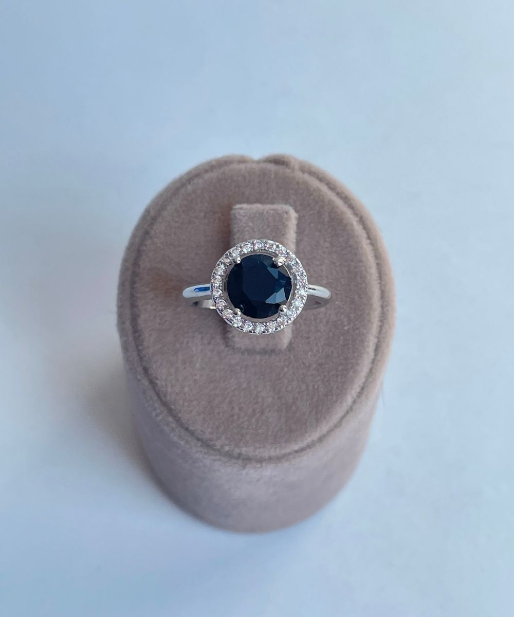 Pirinç Oval Siyah Taşlı Yüzük