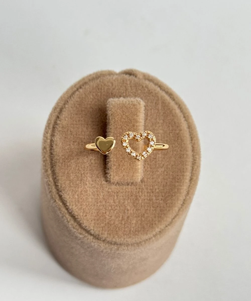 Pirinç Kalp Taşlı Yüzük