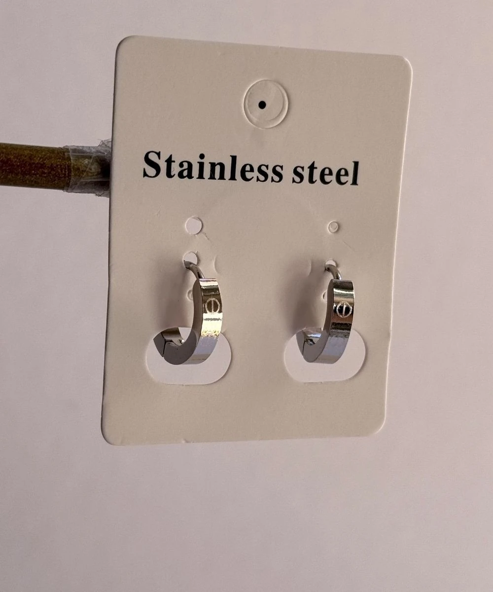 Çelik 2'Li Klasik Silver Küpe