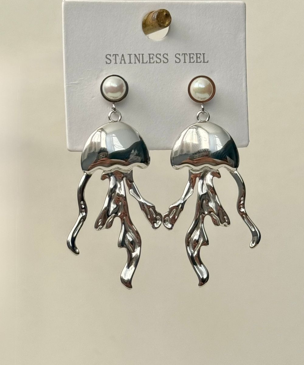 Çelik Deniz Anası Silver Küpe