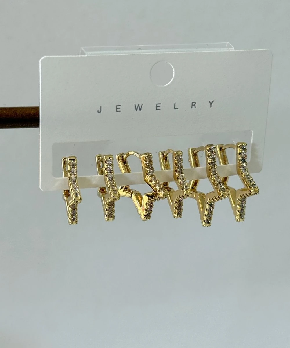 Bijuteri 6'Lı Parıltılı Yıldız Küpe