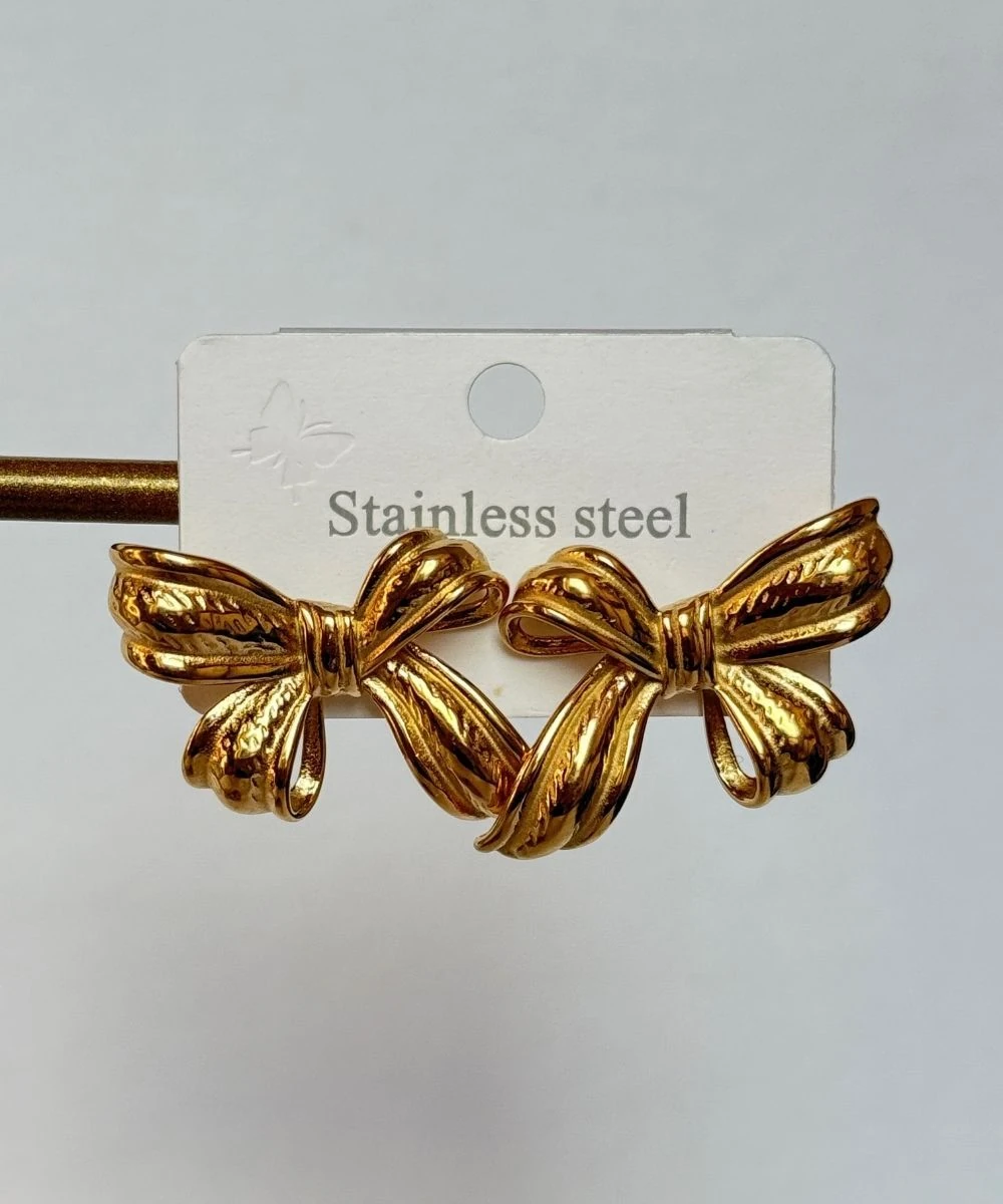 Çelik 2'Li Papyon Gold Küpe