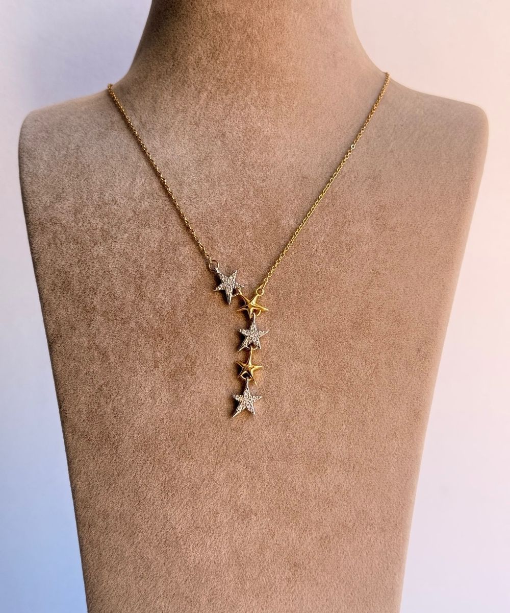 Çelik Parıltılı Yıldız Y Kolye