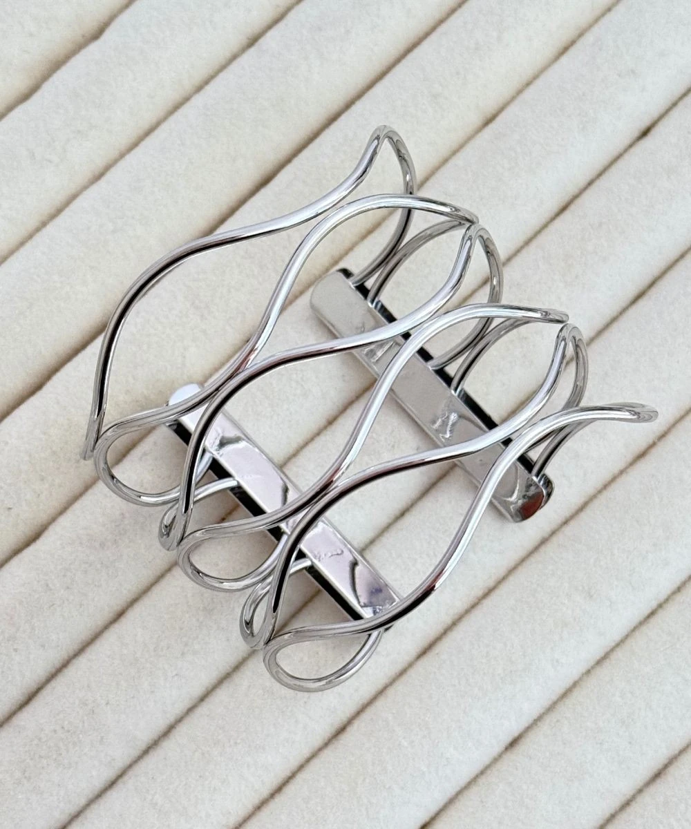 Çelik Oval Desenli Silver Kelepçe