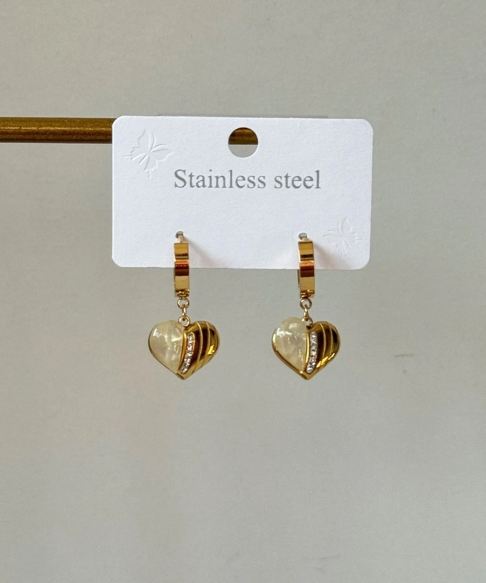 Çelik Kalp Sedefli Küpe