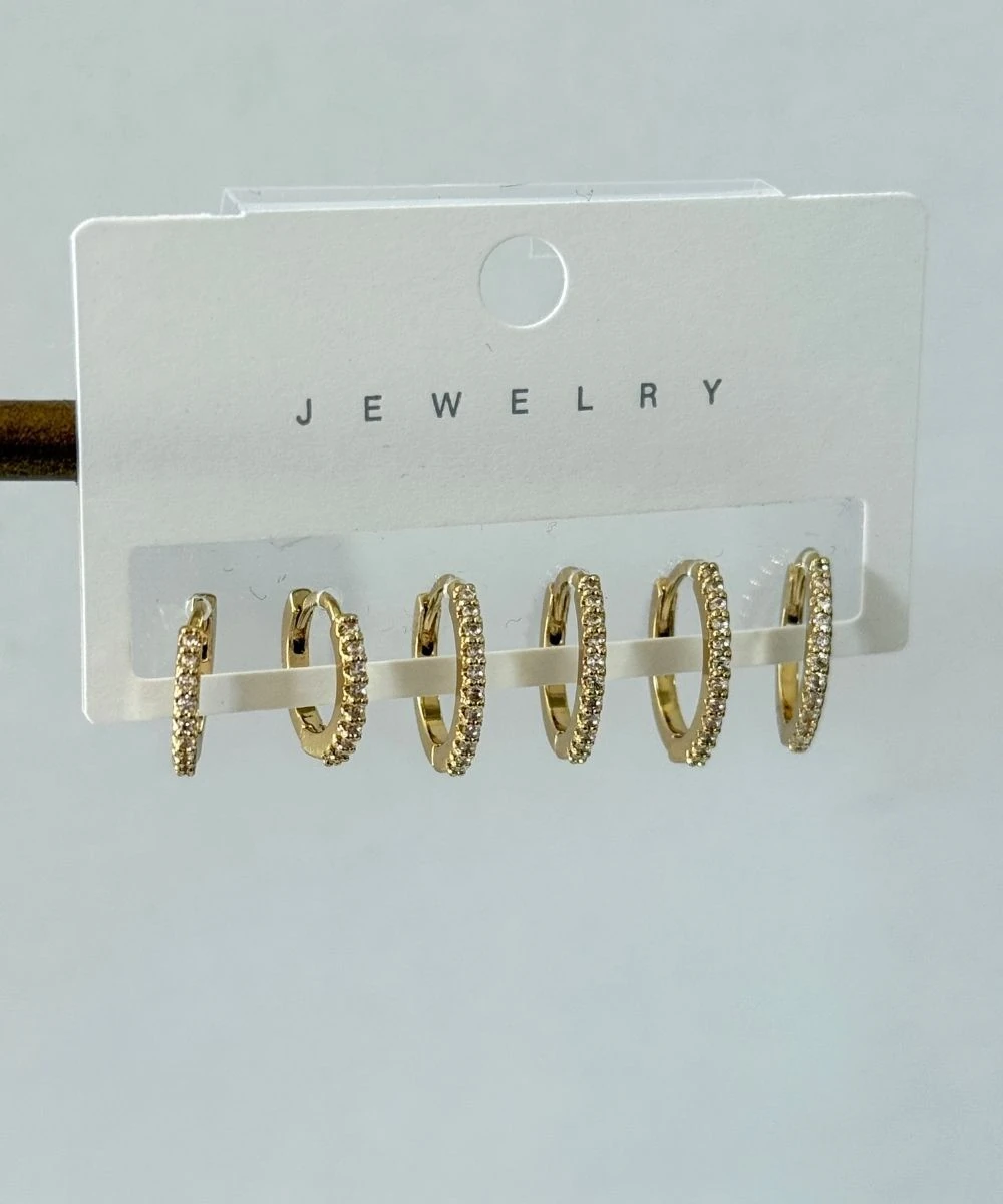 Bijuteri 6'Lı Parıltılı Halka Küpe