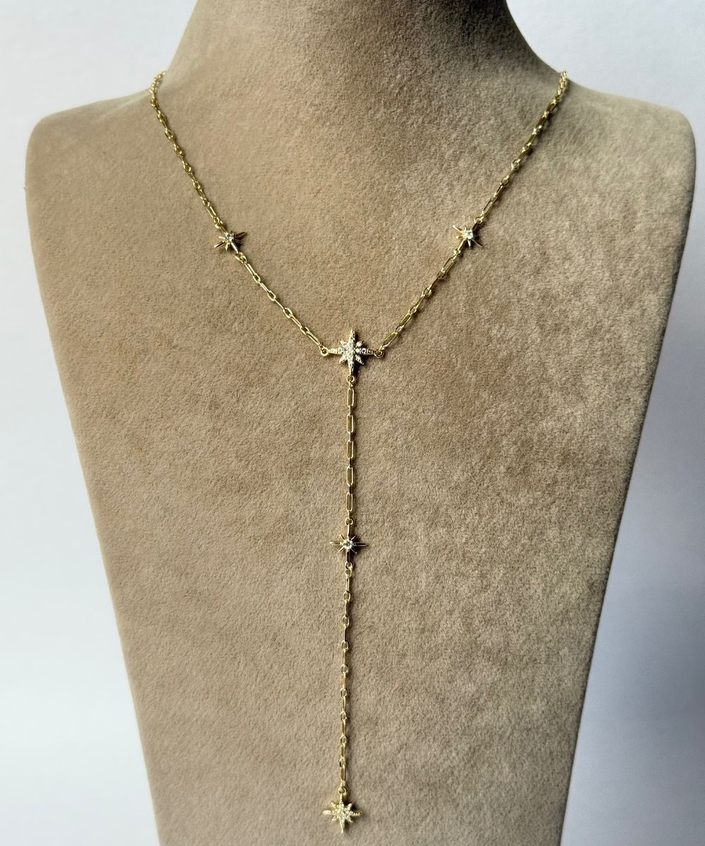 Vıp Kuzey Yıldızı Gold Y Kolye