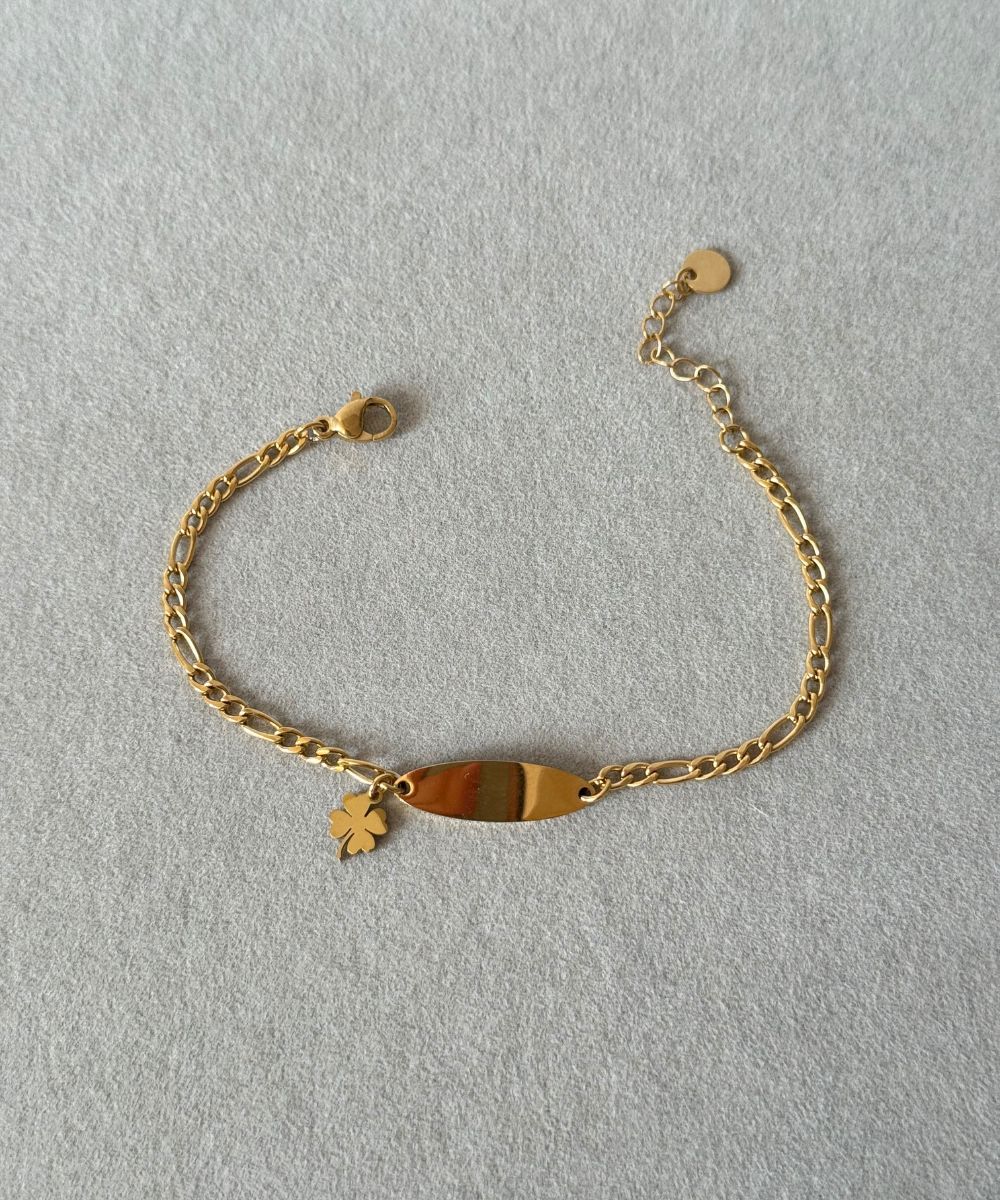 Çelik Çocuk Künye Yonca Küçük Bileklik