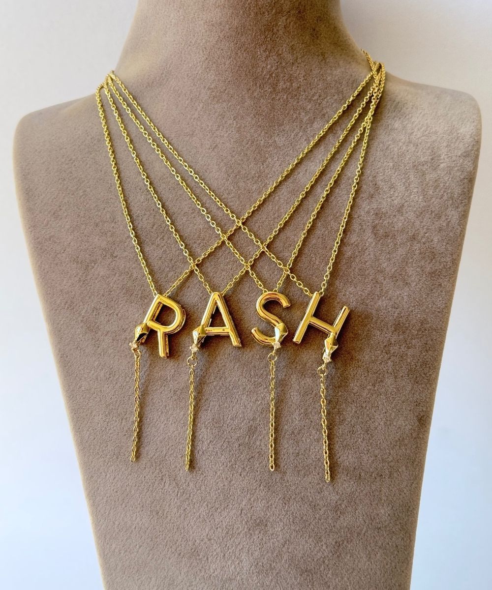 Çelik Taşlı Alya Harf Kolye