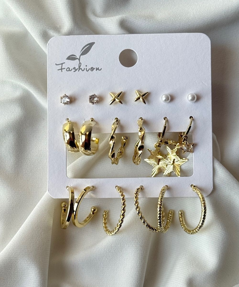 Bijuteri 16'Lı İncili Yıldız Küpe