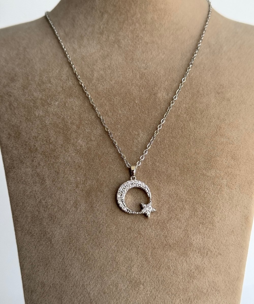 Çelik Ay Yıldızlı Kolye