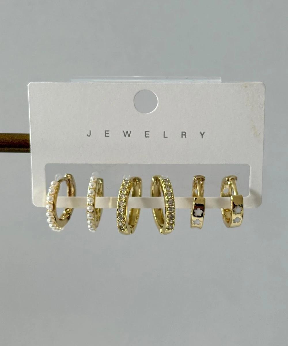 Bijuteri İncili Halka 6'Lı Küpe