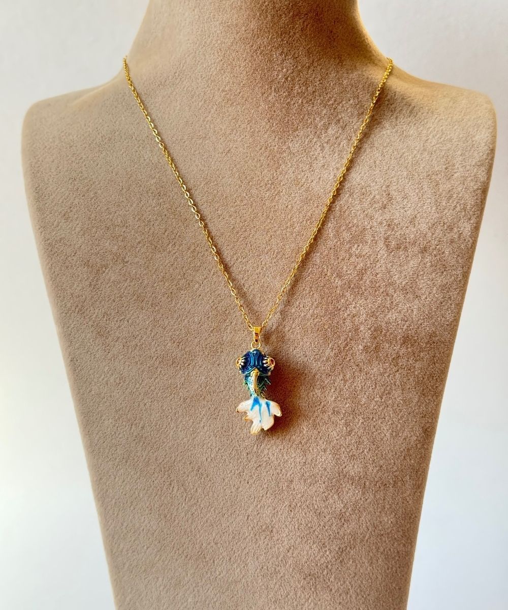 Çelik Mavi Balık Kolye