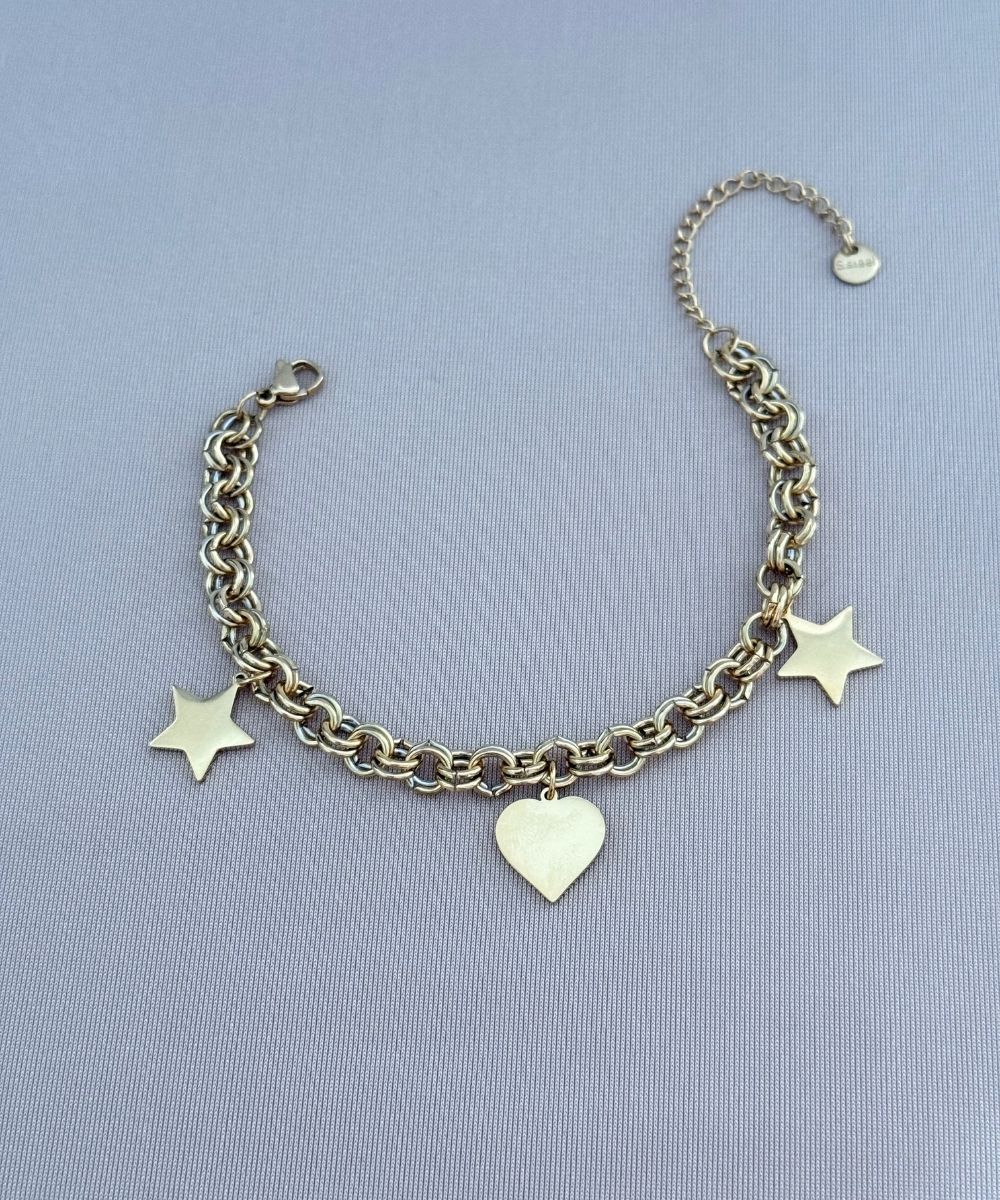 Çelik Kalp Yıldız Bileklik