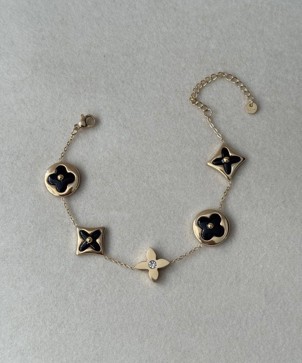 Çelik Siyah Yonca Bileklik