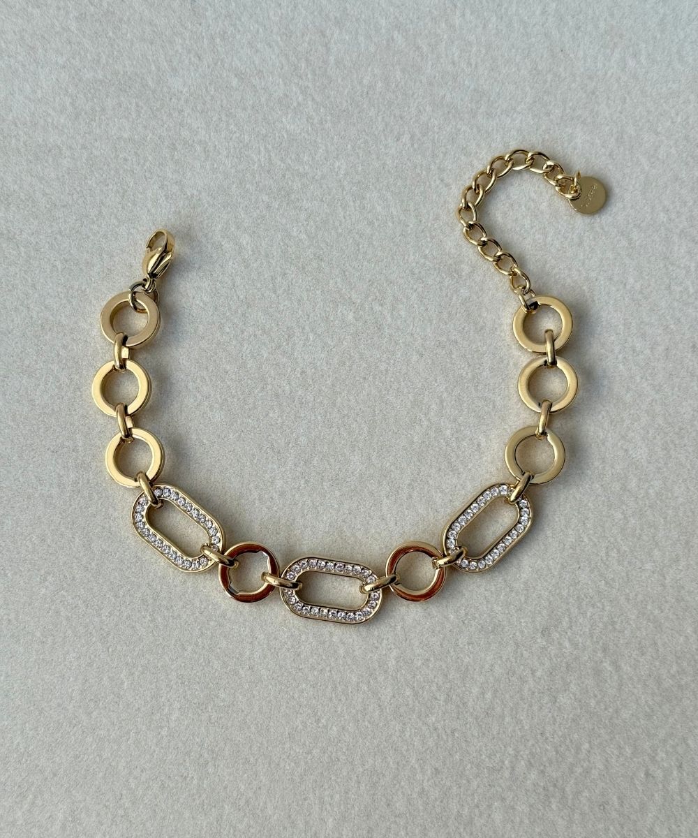 Çelik Elips Taşlı Bileklik