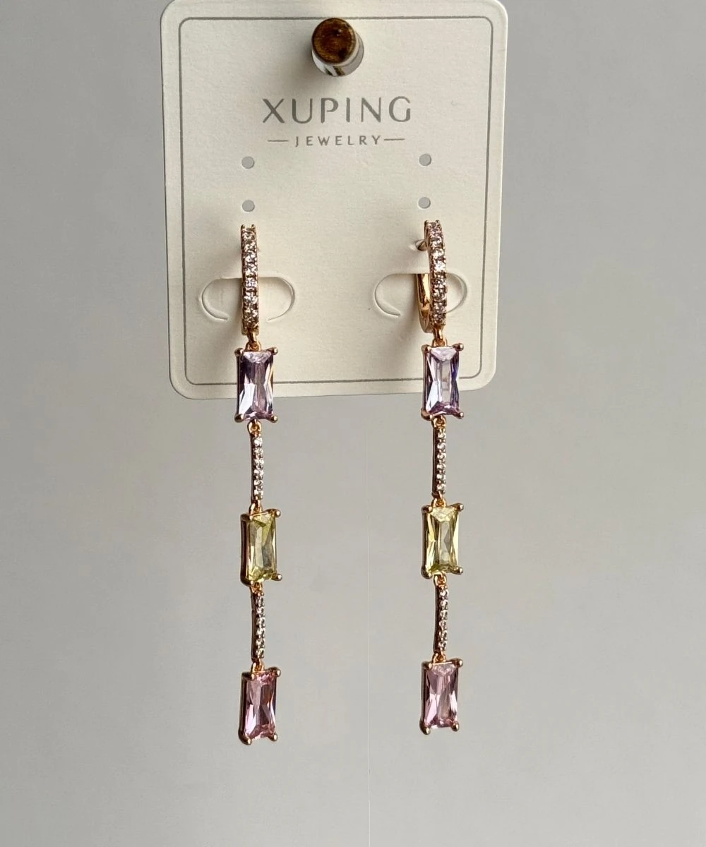 Xuping Renkli Taşlı Sallantılı Küpe