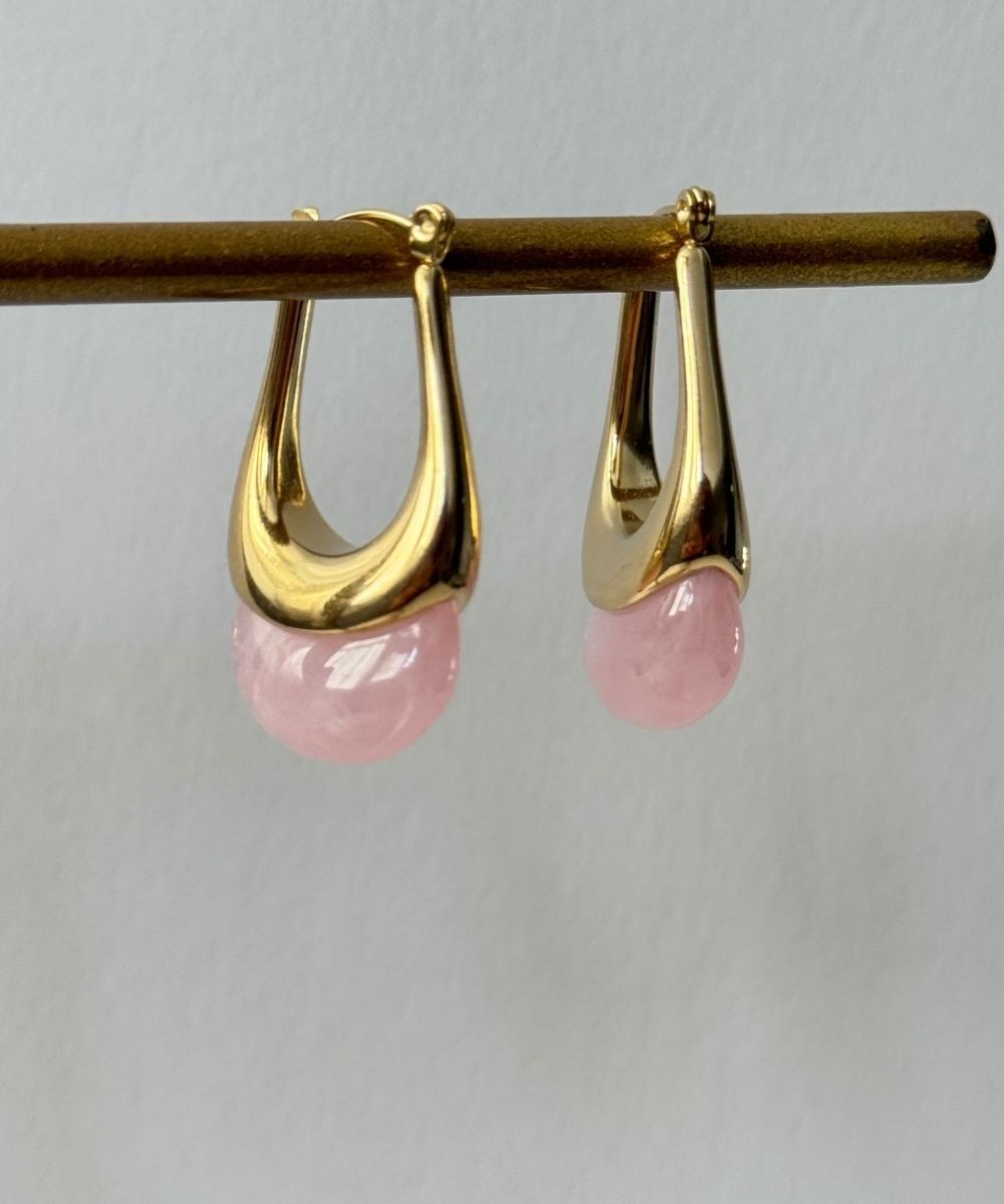 Çelik Pembe Sarkaç Küpe
