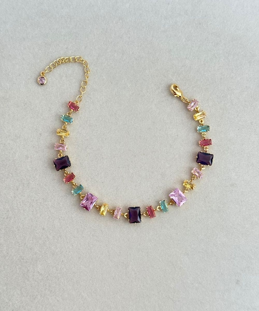 Vip Renkli Kare Taşlı Bileklik