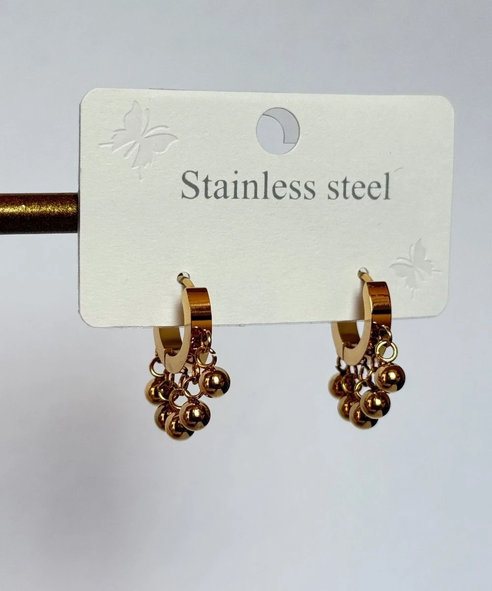 Çelik 2'Li Minimal Sallantılı Top Küpe