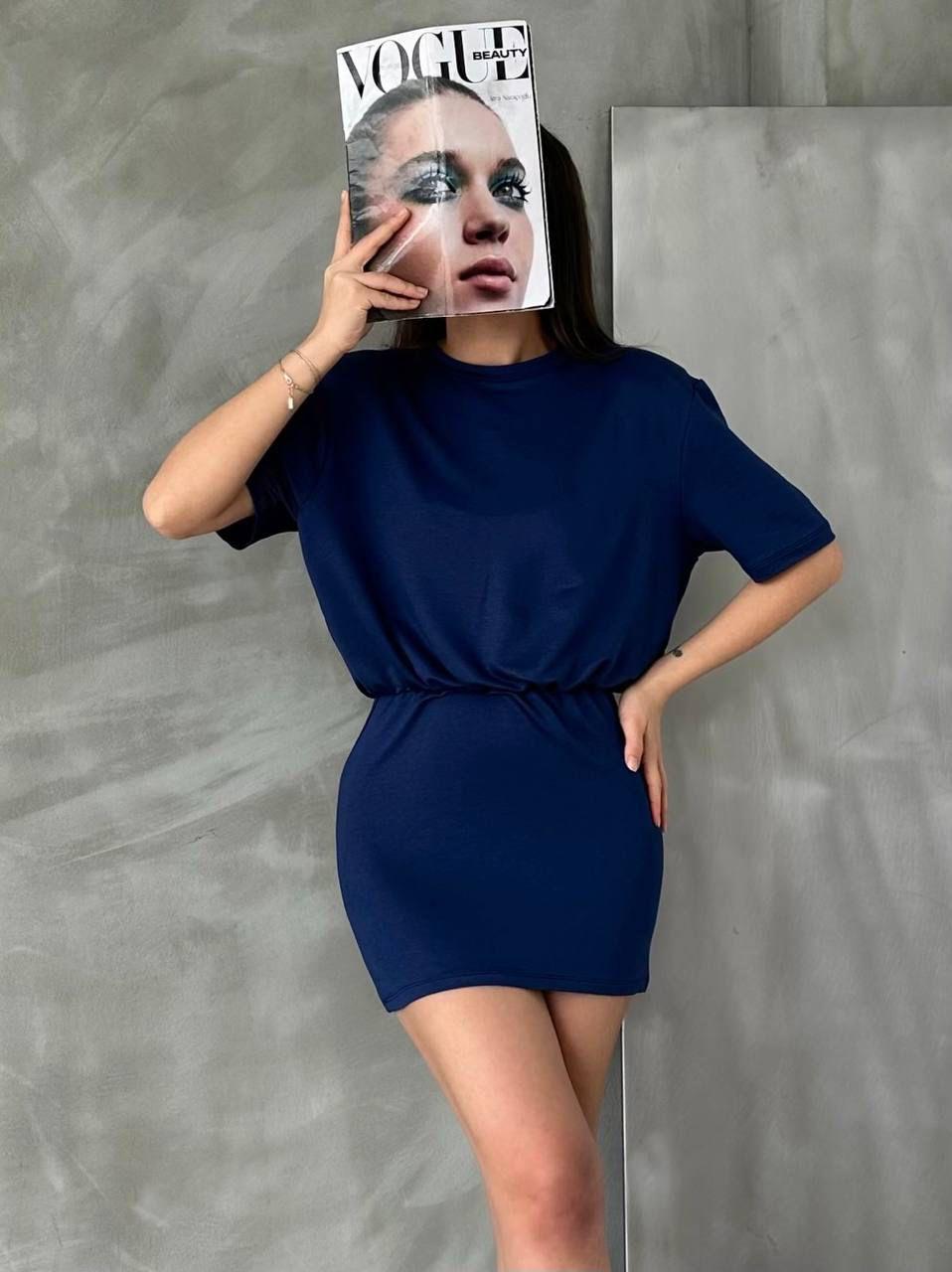 Vatkalı Mini Elbise - Lacivert