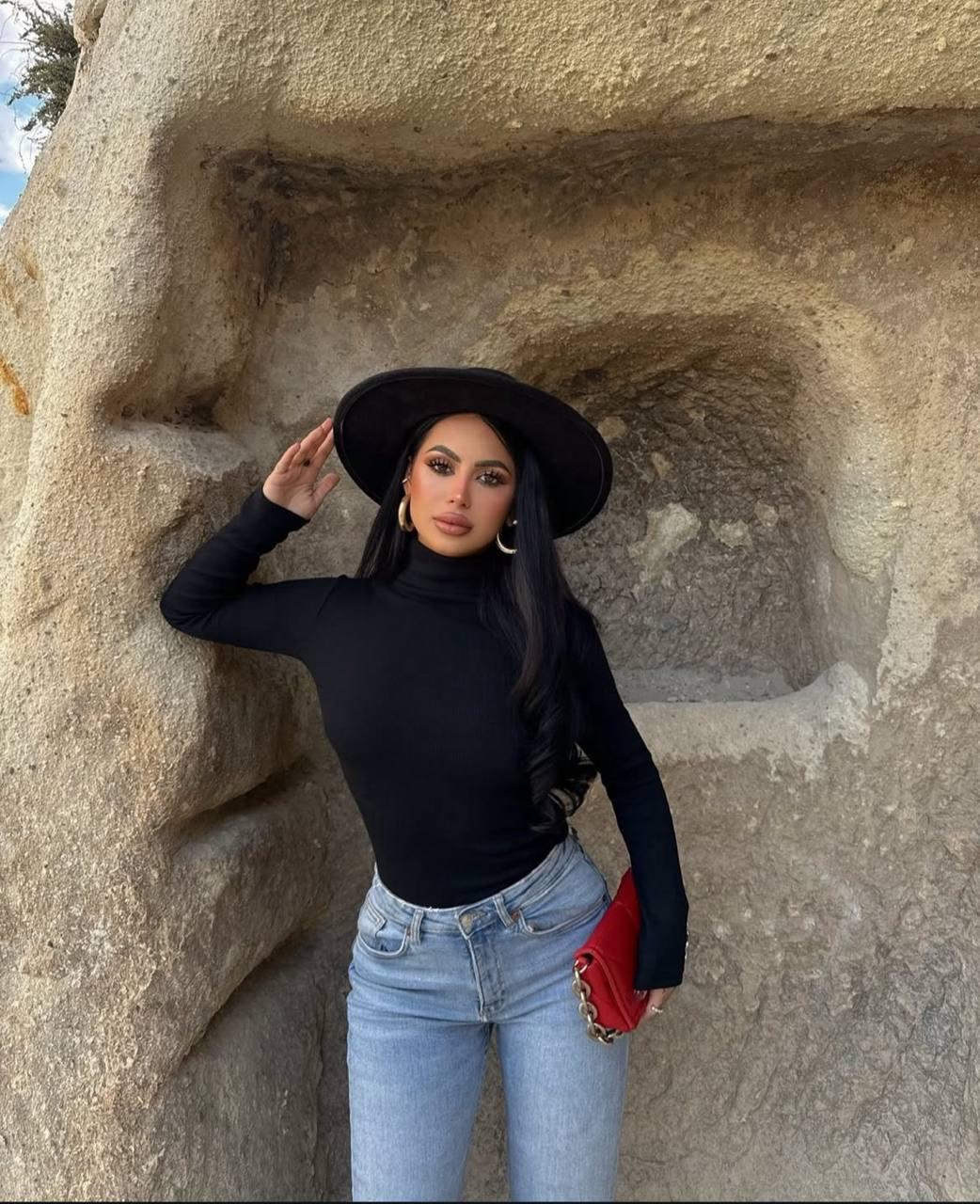 Balıkçı Yaka Kaşkorse Bluz - Siyah