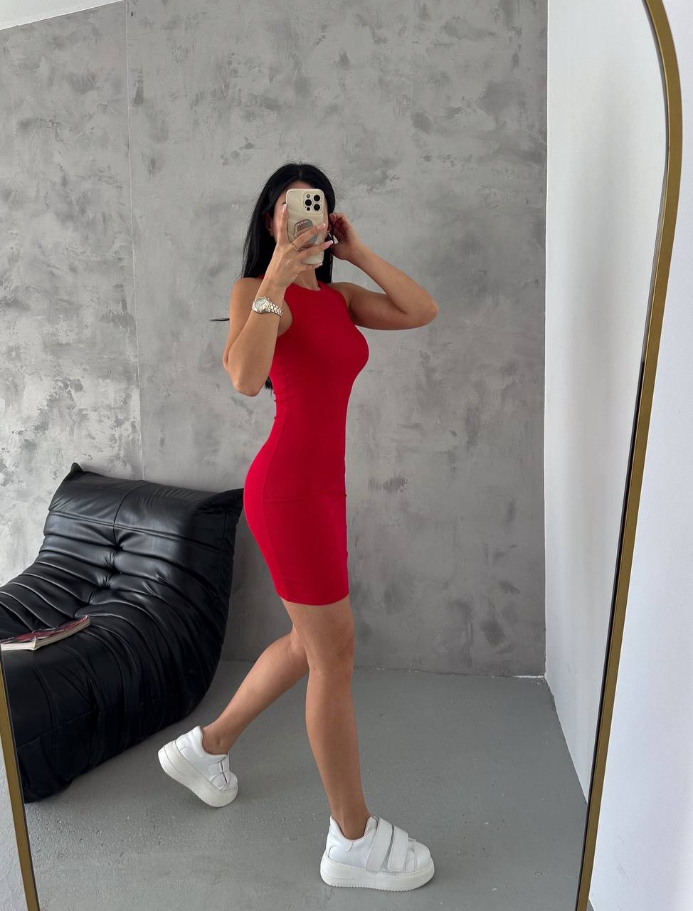 Halter Yaka Mini Elbise - Kırmızı