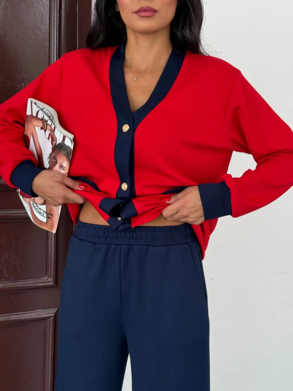 Garnili Hırkalı Modal Kumaş İkili Takım