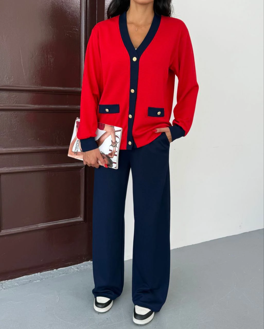 Garnili Hırkalı Modal Kumaş İkili Takım