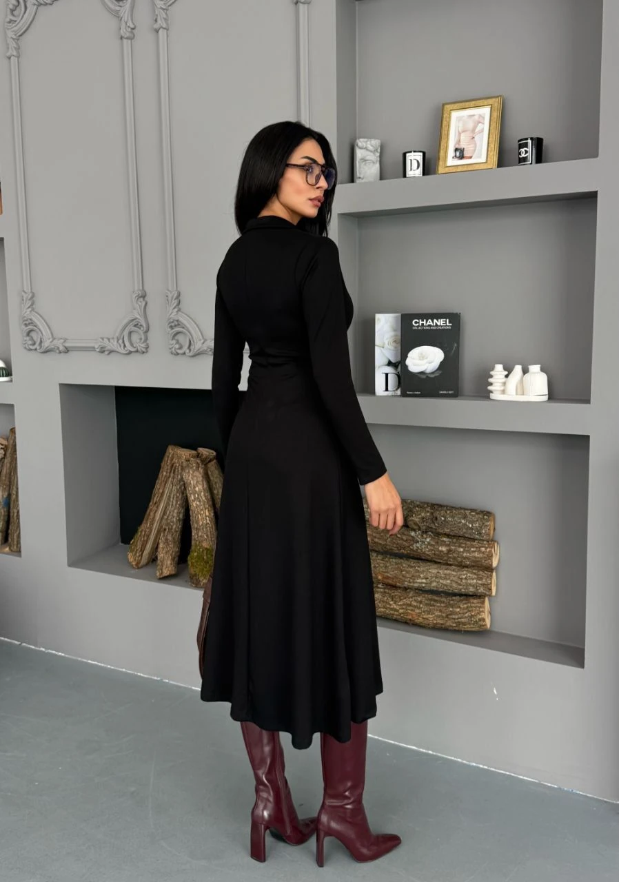 Tam Boy Çift Fermuarlı Elbise