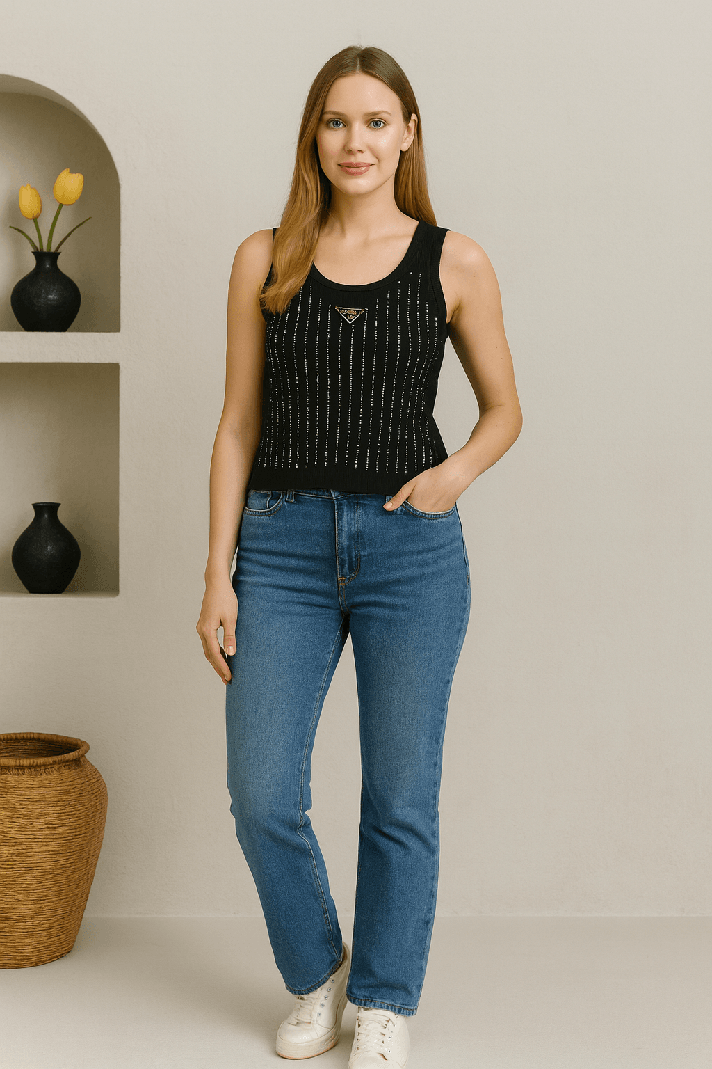 Detaylı Taşlı Bluz
