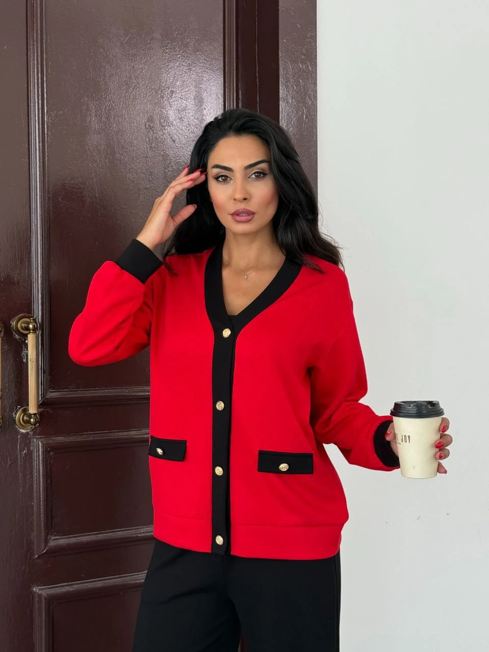 Garnili Hırkalı Modal Kumaş İkili Takım