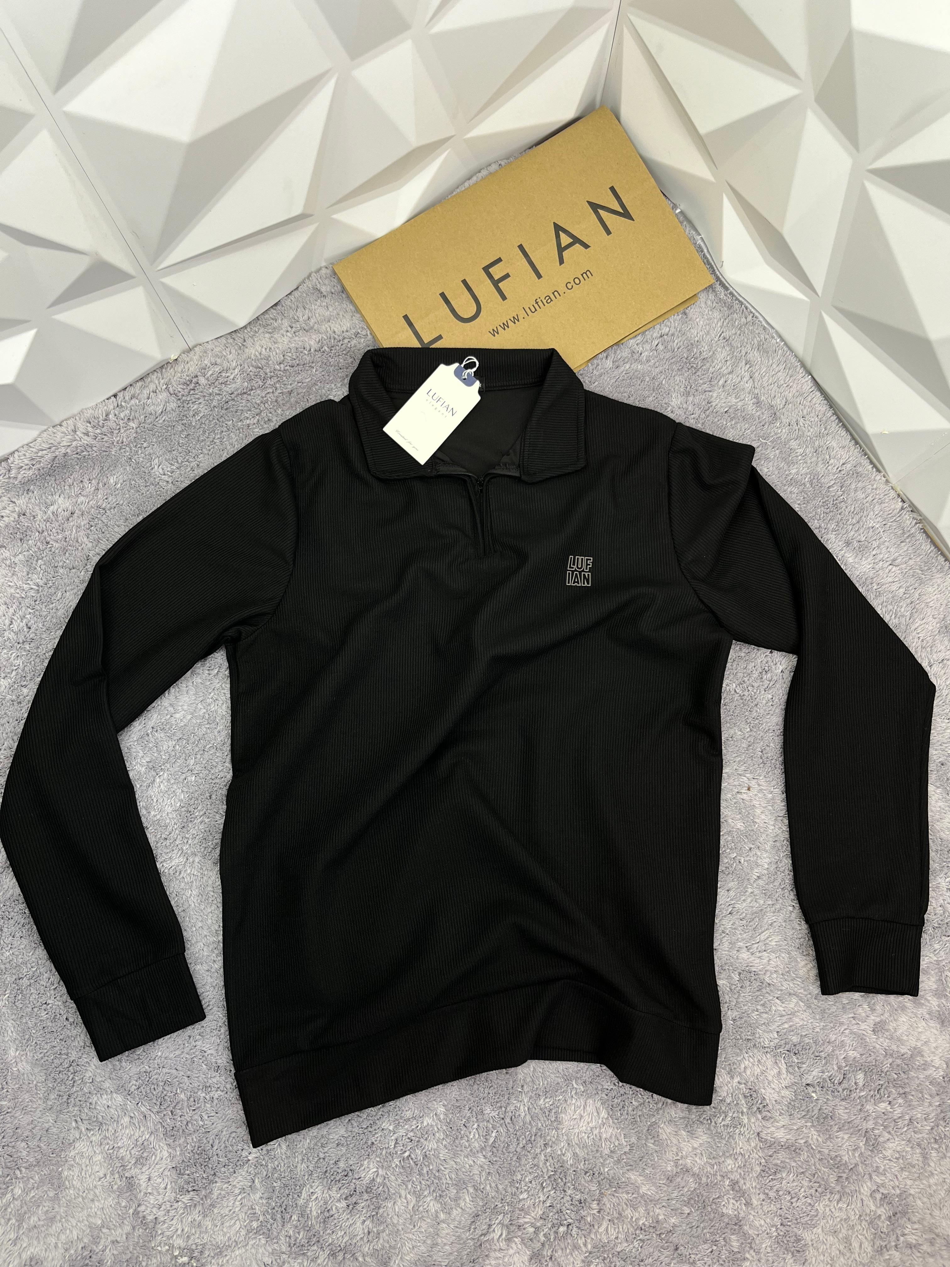 𝙇𝙐𝙁𝙄𝘼𝙉 Fitilli Dokuma Sweatshirt - -SİYAH-