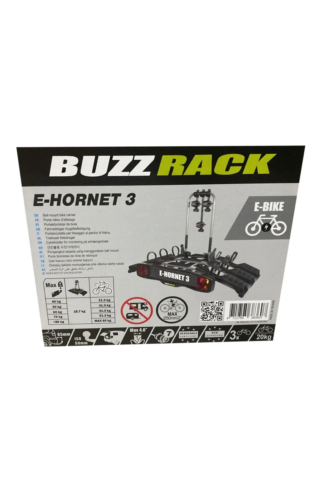 TOUR HARRIER DB（OS） Buzz Rack E-Hornet 3 Çeki Demiri Bisiklet Taşıyıcı 7 Pin