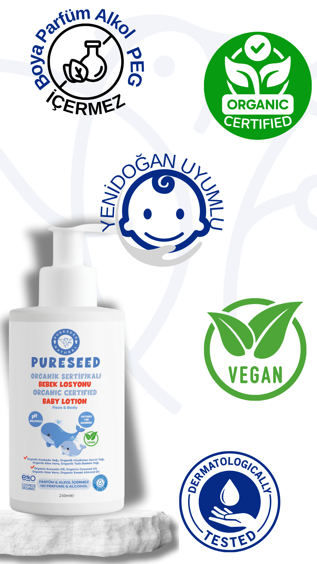 Pureseed Natural Organik Sertifikalı Bebek Losyonu - Parfümsüz - 250 ML