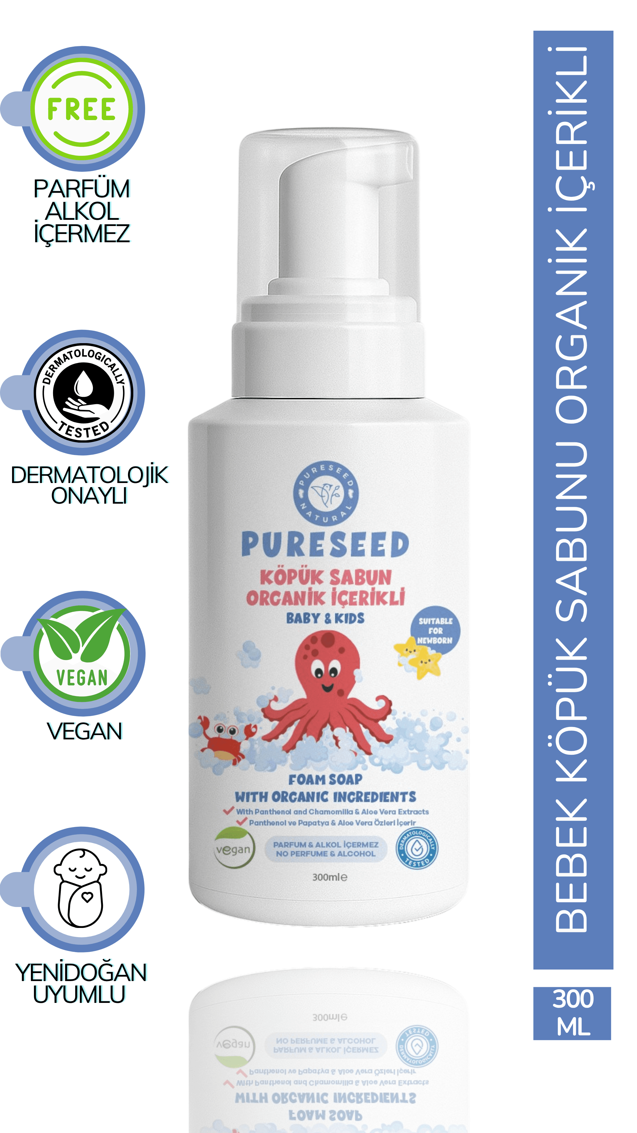 Pureseed Natural Organik İçerikli Bebek/Çocuk Köpük Sabunu - Parfümsüz - 300 ML