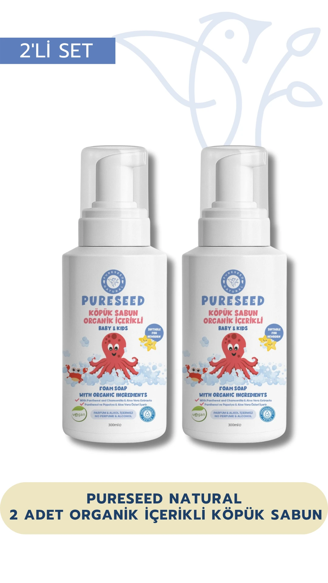 Pureseed Natural 2Lİ SET - 2 Adet Organik İçerikli Köpük Sabun 300 ml