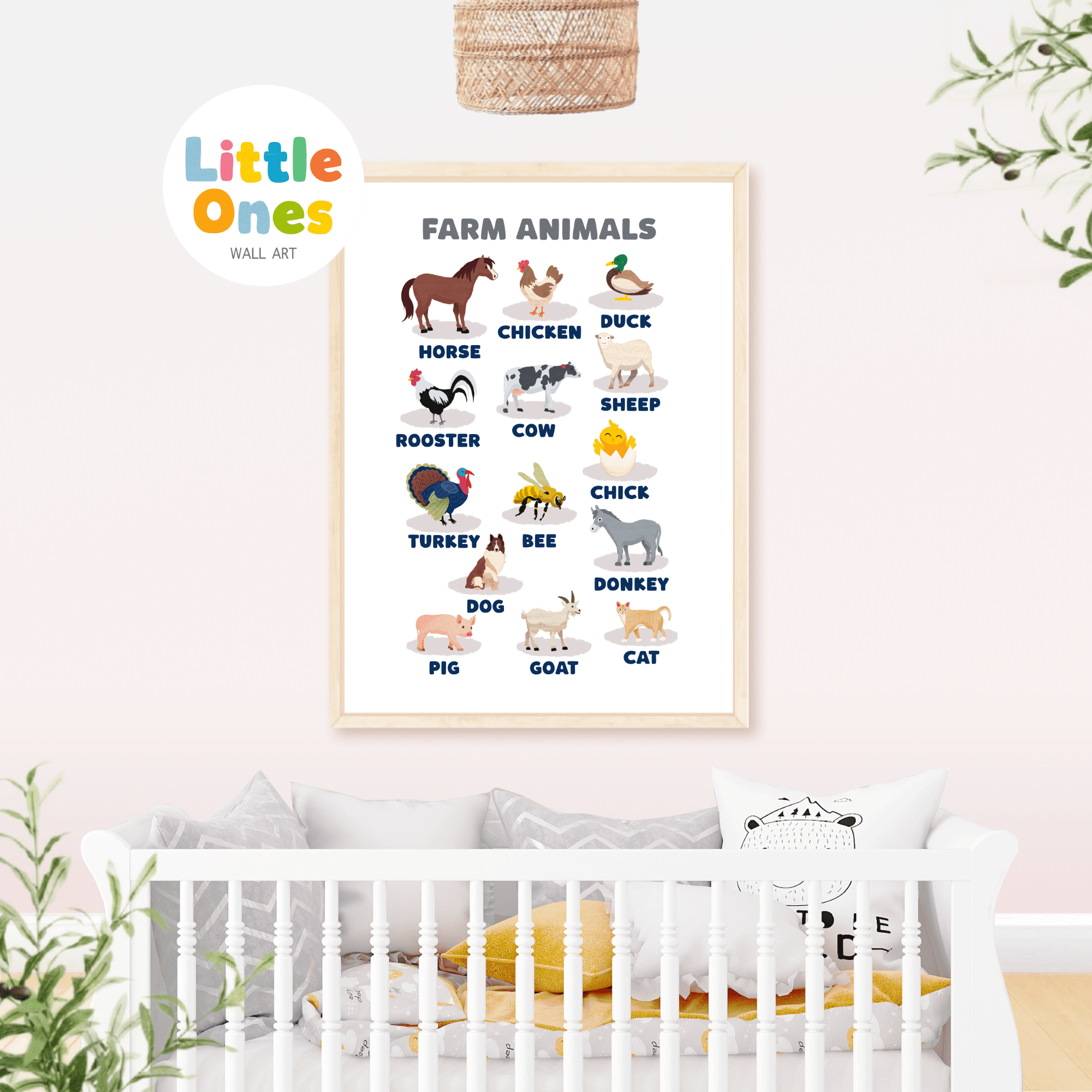 Educational Prints, Learning farm animals, Homeschool Prints, Montessori Classroom Poster, Toddler Playroom Decor, Digital Download, png