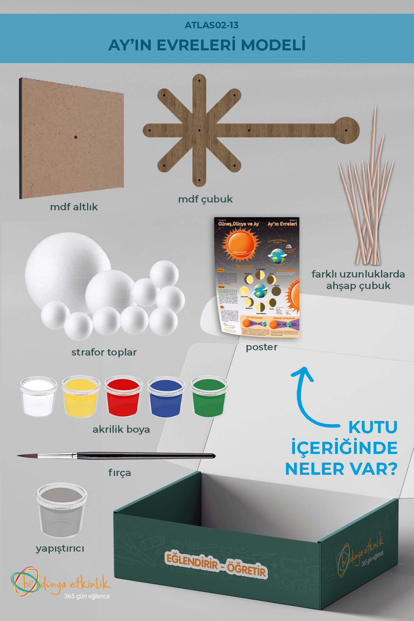Ay'ın Evreleri Modeli Deney Seti | 02-13
